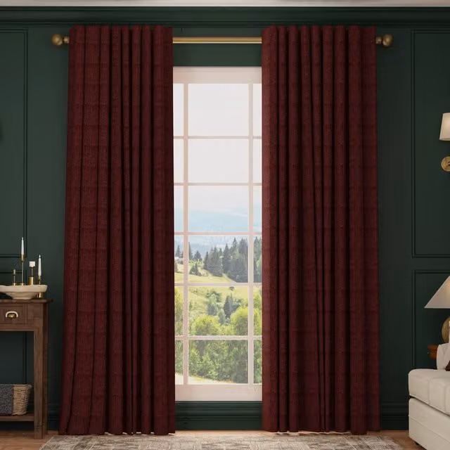 HOUSE Llewelyn-Bowen Made To Measure Blackout Chenille Fabric Panel Curtains in Red