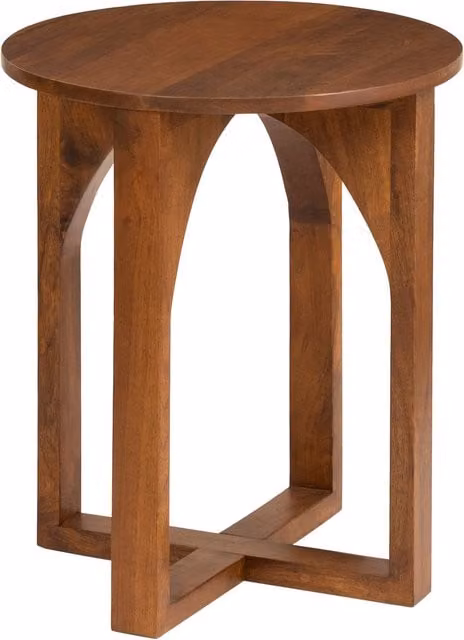 MH London Mid-Century Round Walnut Solid Wood Side Table