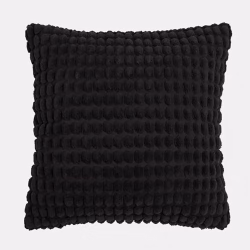 OHS 2 Pack Bobble Textured Cushion Covers in Black, W/D/H: 45 x 45 x 45 cm – 3