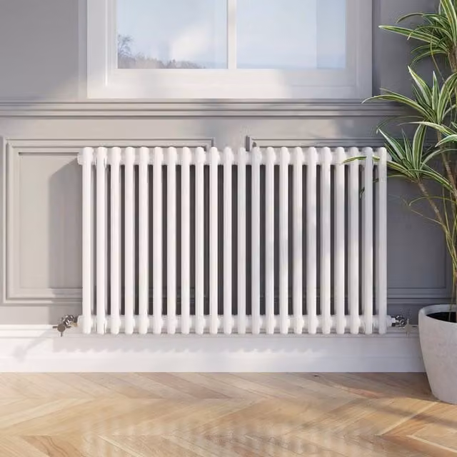 Temprazo Colosseum Double Bar Column Radiator in White, H: 60.5 cm, W: 30 cm, D: 7 cm