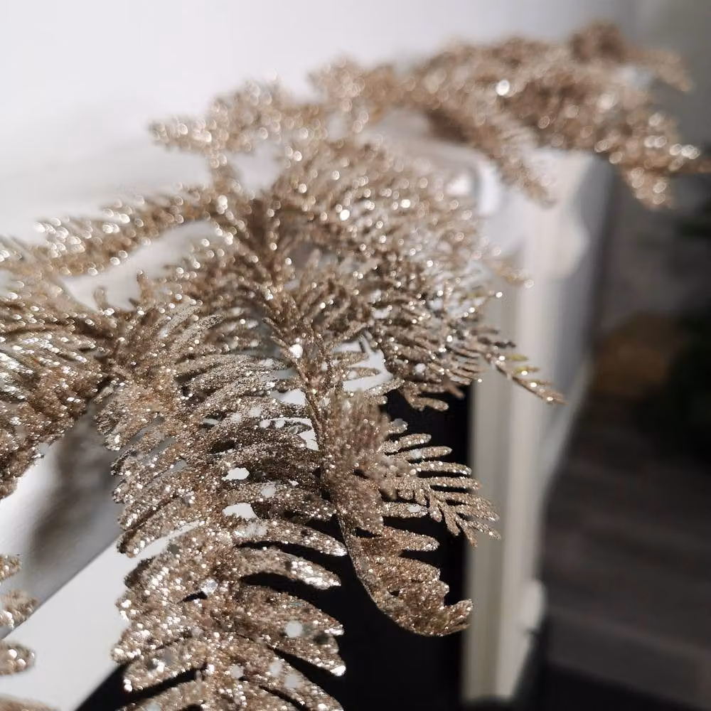 Samuel Alexander 1.8m Light Champagne Glitter Fir Christmas Garland in Beige – 3