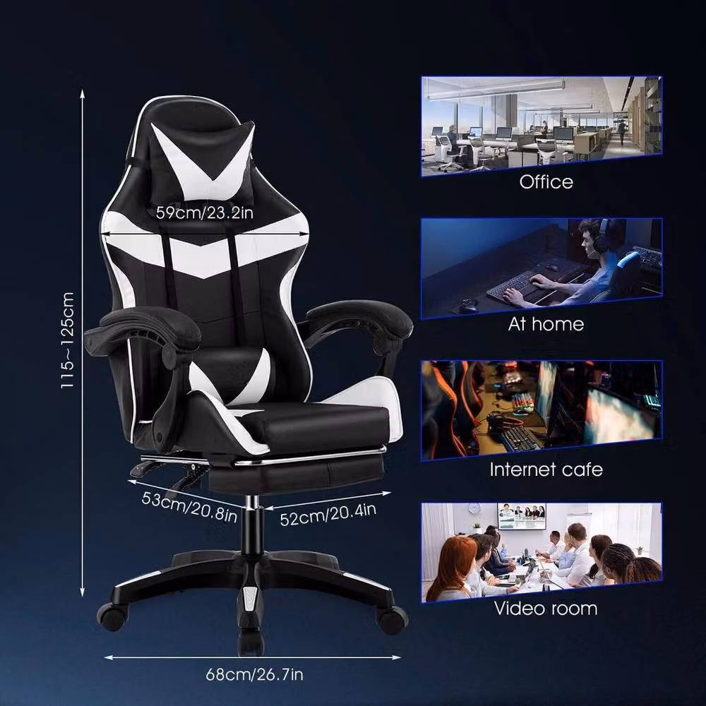 FLAVORA Adjustable Faux Leather Racing Gaming Chair in Black – 4