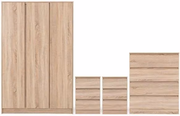 Seconique Malvern 4 Piece Large Bedroom Furniture Package in Sonoma Oak Brown