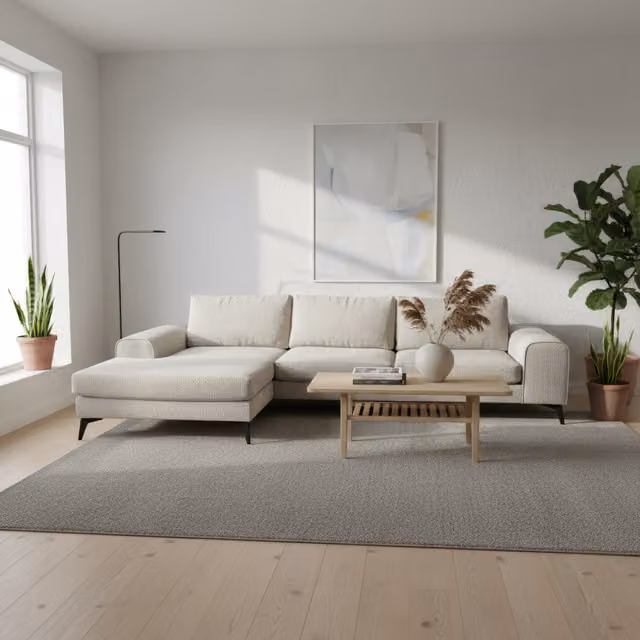 Abakus Direct Venice White Chenille Left-Hand Corner Sofa with Deep Seats and Extra-wide Padded Arms