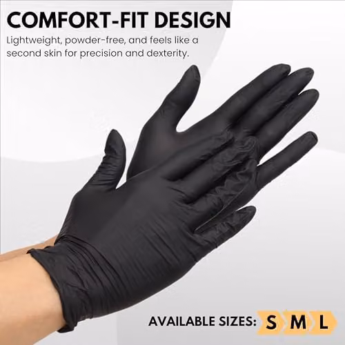 Novecrafto Disposable Nitrile Gloves, Black, Small, 2 Boxes of 100 Gloves Each, Powder and Latex Free – 7