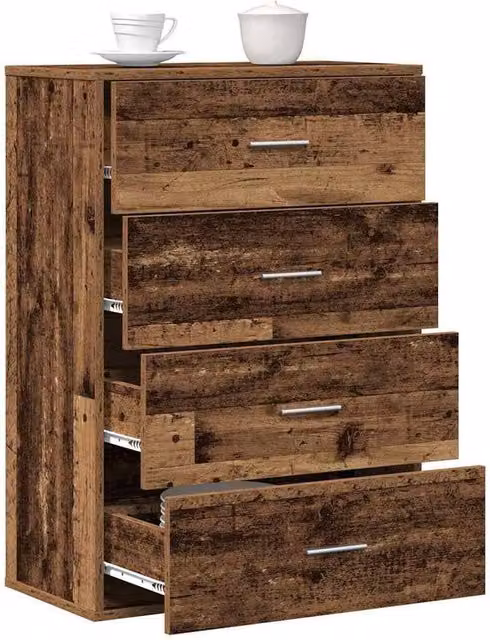 Berkfield Home Rustic Sideboard with Drawer in Brown, W/D/H: 60 x 31 x 84 cm