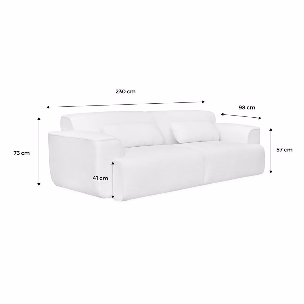 Sweek 3-Seater Boucle Fabric Sofa in Cream – 2