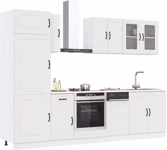 Berkfield Home Kalmar 8 Piece White Modern Kitchen Cabinet Set in Engineered Wood