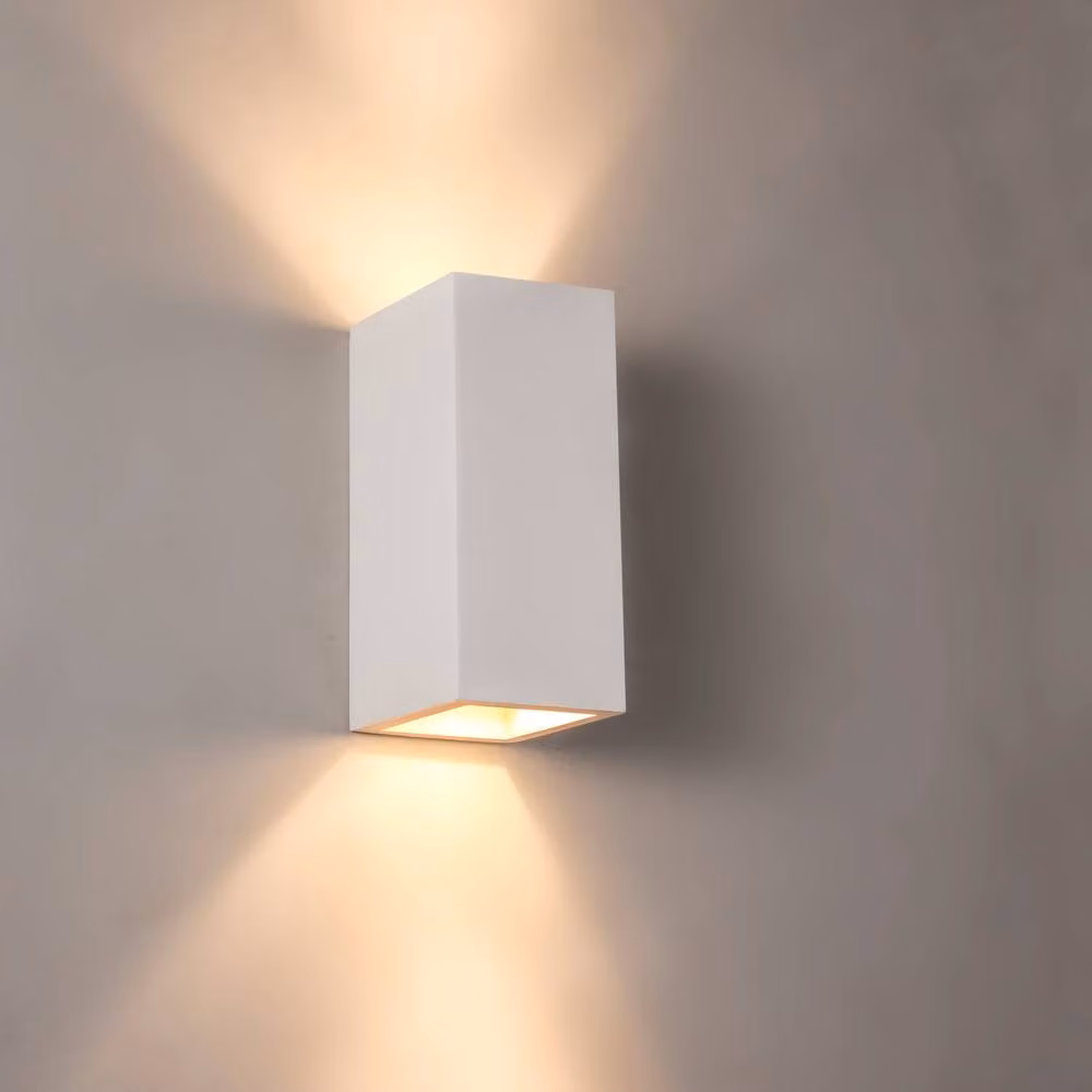 First Choice Lighting Kube Set of 2 White Plaster GU10 Dimmable Wall Lights – 2