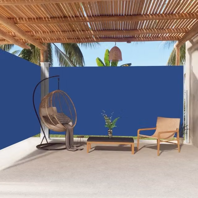Berkfield Home Blue Retractable Roller Side Awning, W: 600 cm, H: 200 cm