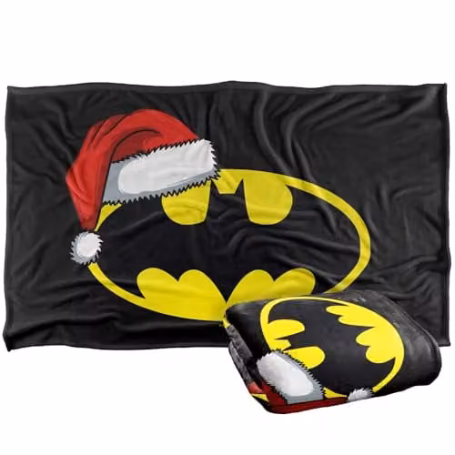Warner Bros. Batman Bat Symbol Christmas Santa Hat Super Soft Fleece Throw Blanket, W/D/H: 91 x 147 cm – 1
