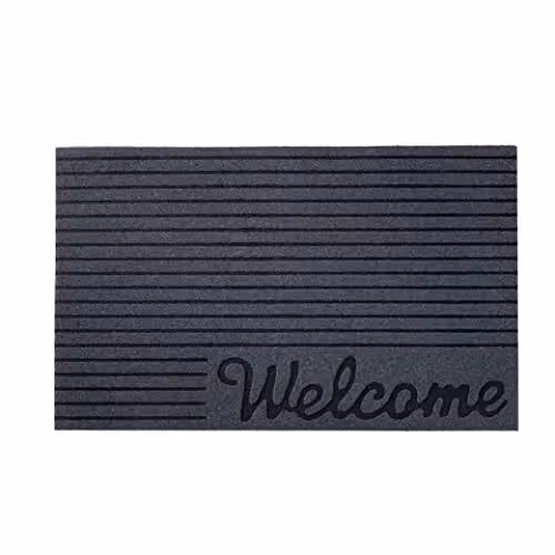 Nicoman Embossed Welcome Indoor and Outdoor Door Mat, Grey, W/D/H: 75 x 45 x 0.8 cm