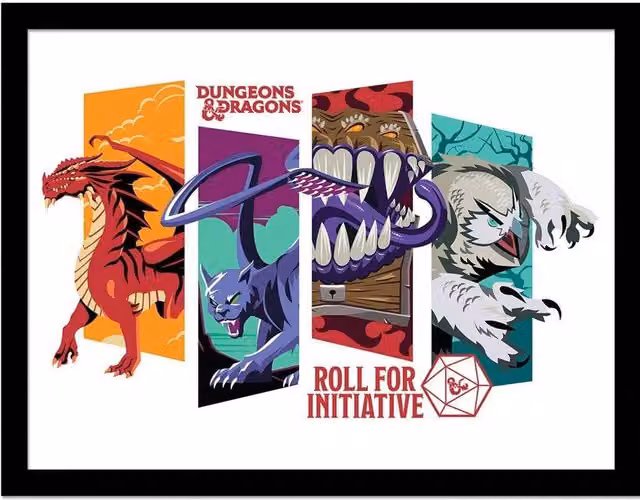 Dungeons & Dragons Roll For Initiative Multicolour Framed Paper Poster