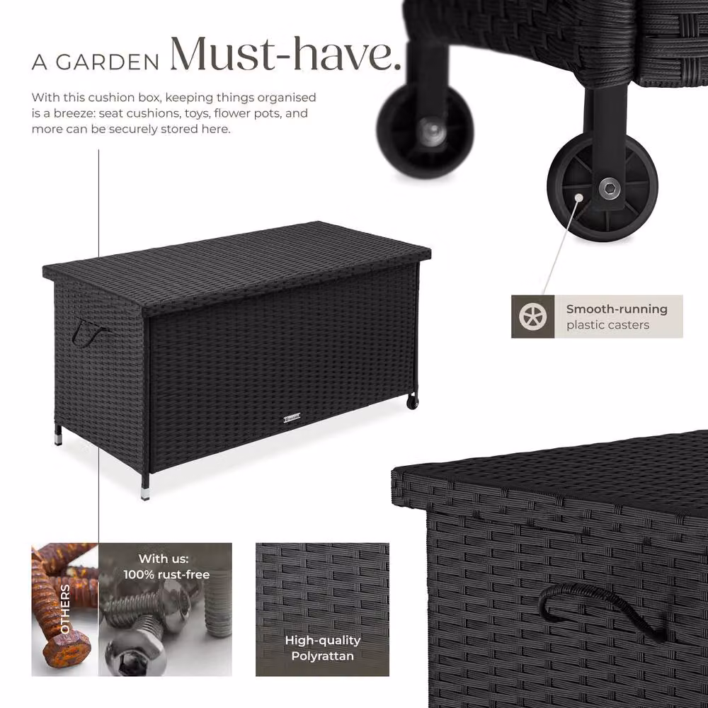 tectake Kiruna Modern Garden Storage Box in Black – 3