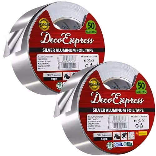 kreativekraft Silver Aluminium Foil Tape, 2 Pack, W: 4.5 cm, Length: 50 m – 1