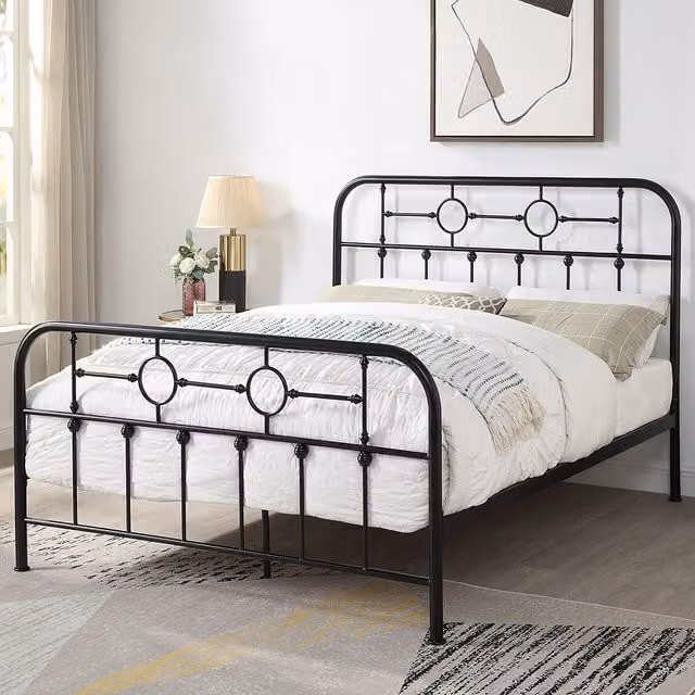 Ware Victorian Industrial Design Metal Bed Frame in Black, W/D/H: 180 x 200 cm