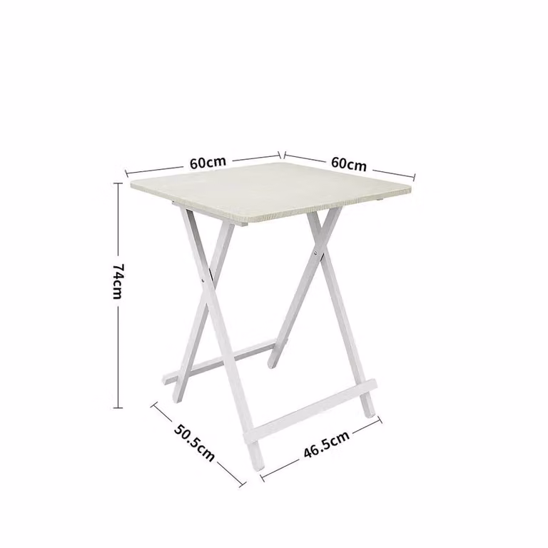 KORVIXA Beige Wooden Square Folding Picnic Dining Table W/D/H: 100 x 100 x 100 cm