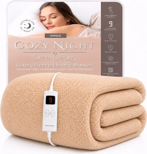 Sweet Dreams Single Electric Heated Blanket in Beige, W/D/H: 90 x 200 cm