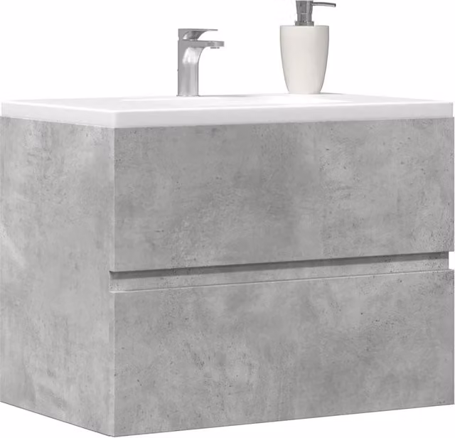 Berkfield Home Modern Wall Mounted Bathroom Cabinet in Grey MDF, W/D/H: 60 x 38.5 x 45 cm