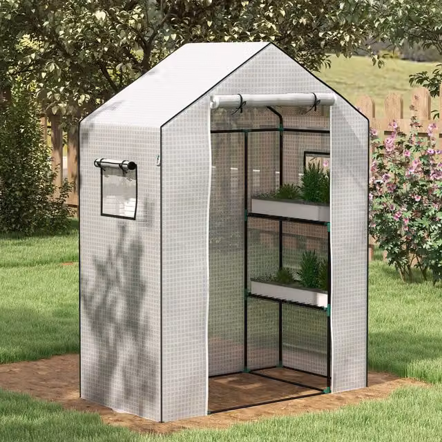 Outsunny White PE Walk-in Greenhouse Replacement Cover