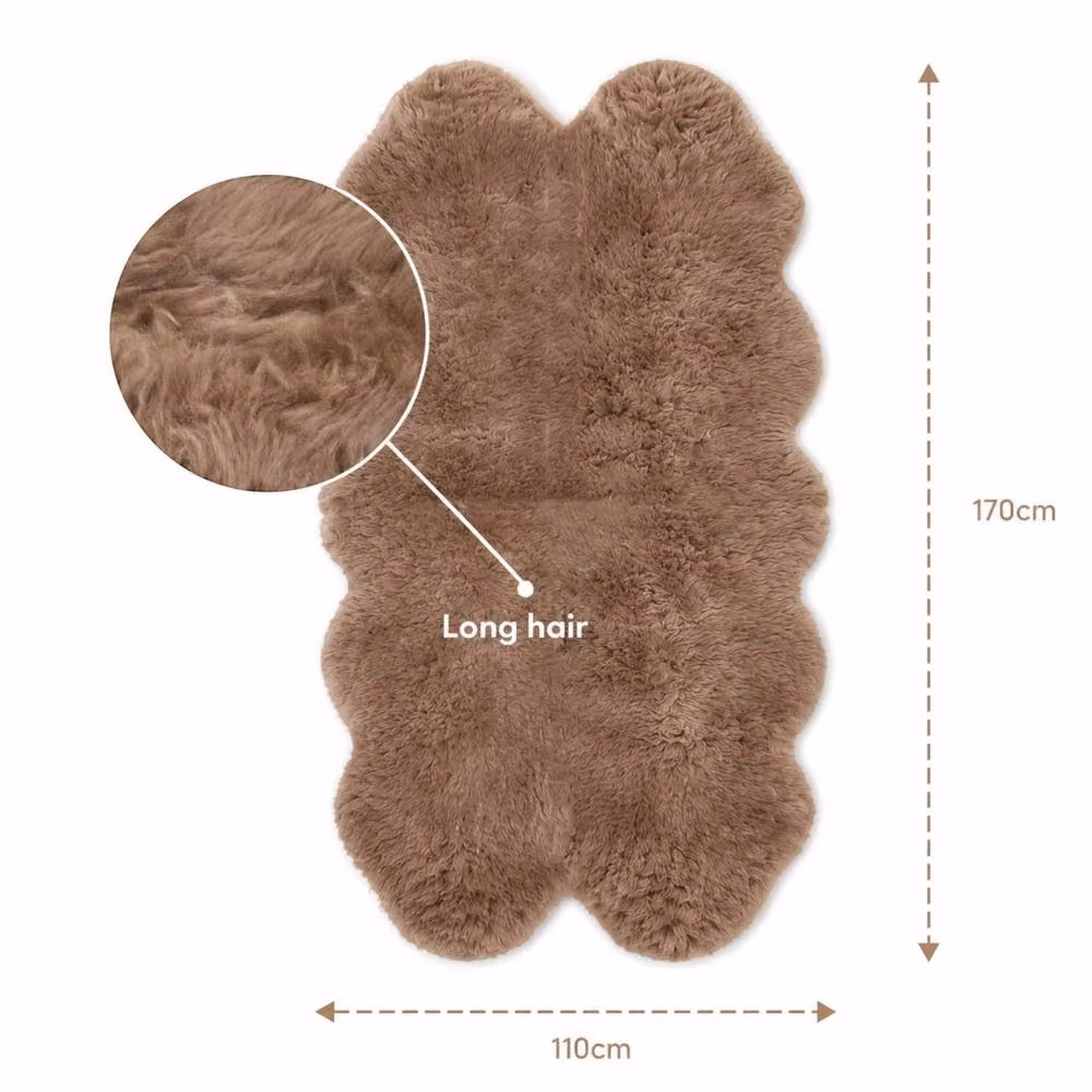 Infinity Leather Genuine Sheepskin Wool Quad Rug in Beige, W/D: 180 x 110 cm – 3