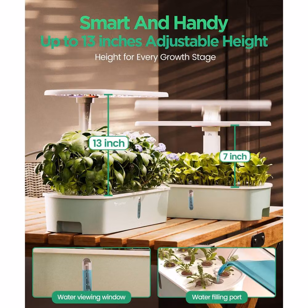 Letpot Smart Hydroponic Indoor Planter with 24W Grow Light and App Control, Green – 6