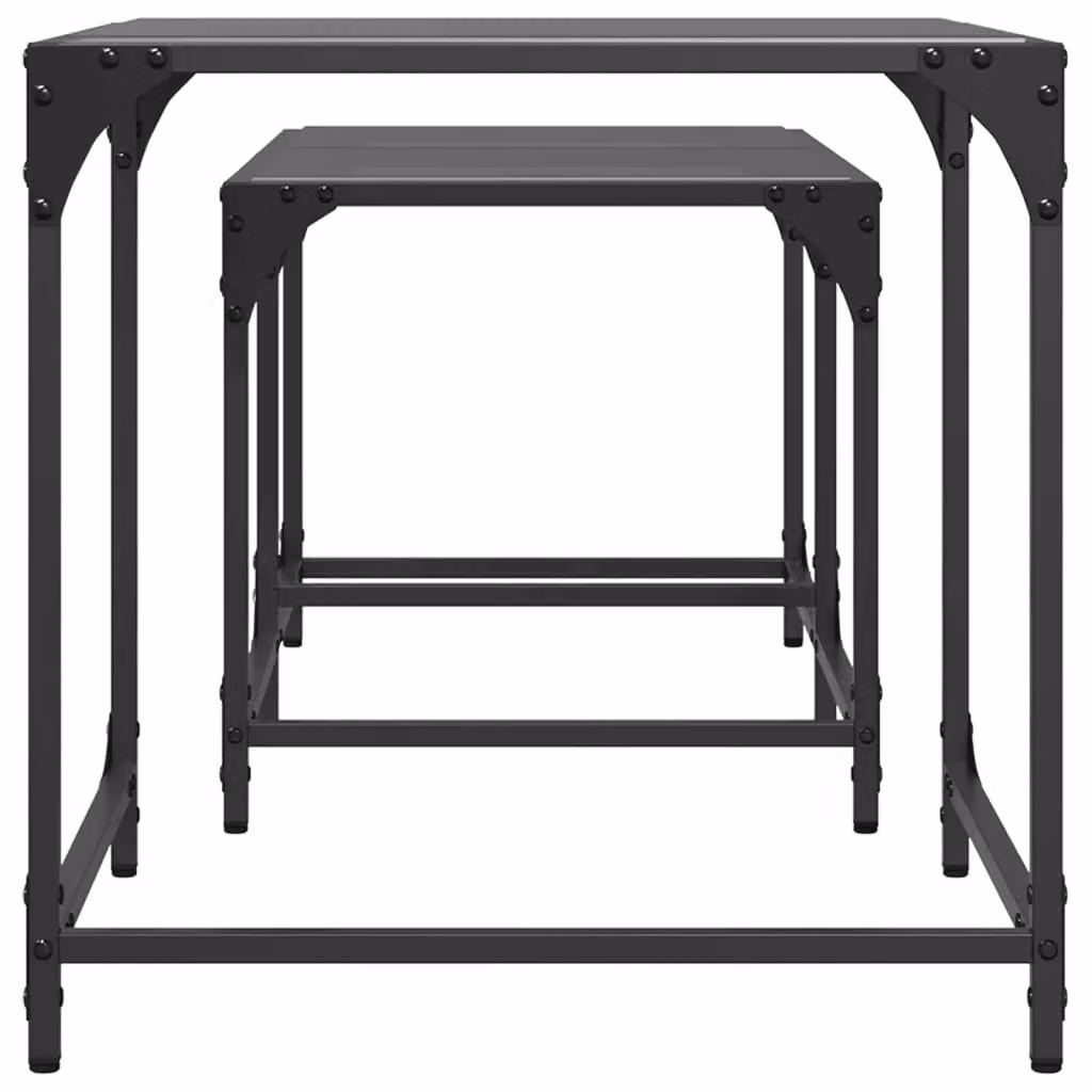 Berkfield Home Nesting Coffee Tables, Set of 2, Black Glossy Glass Top with Steel Frame – 3