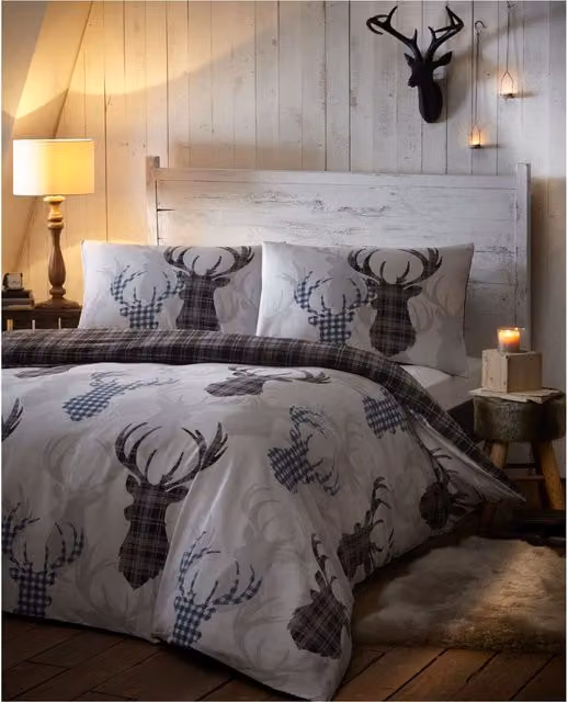 Portfolio Home Reversible Modern Animal Print Duvet Cover Set in Grey, W: 180 cm x L: 200 cm