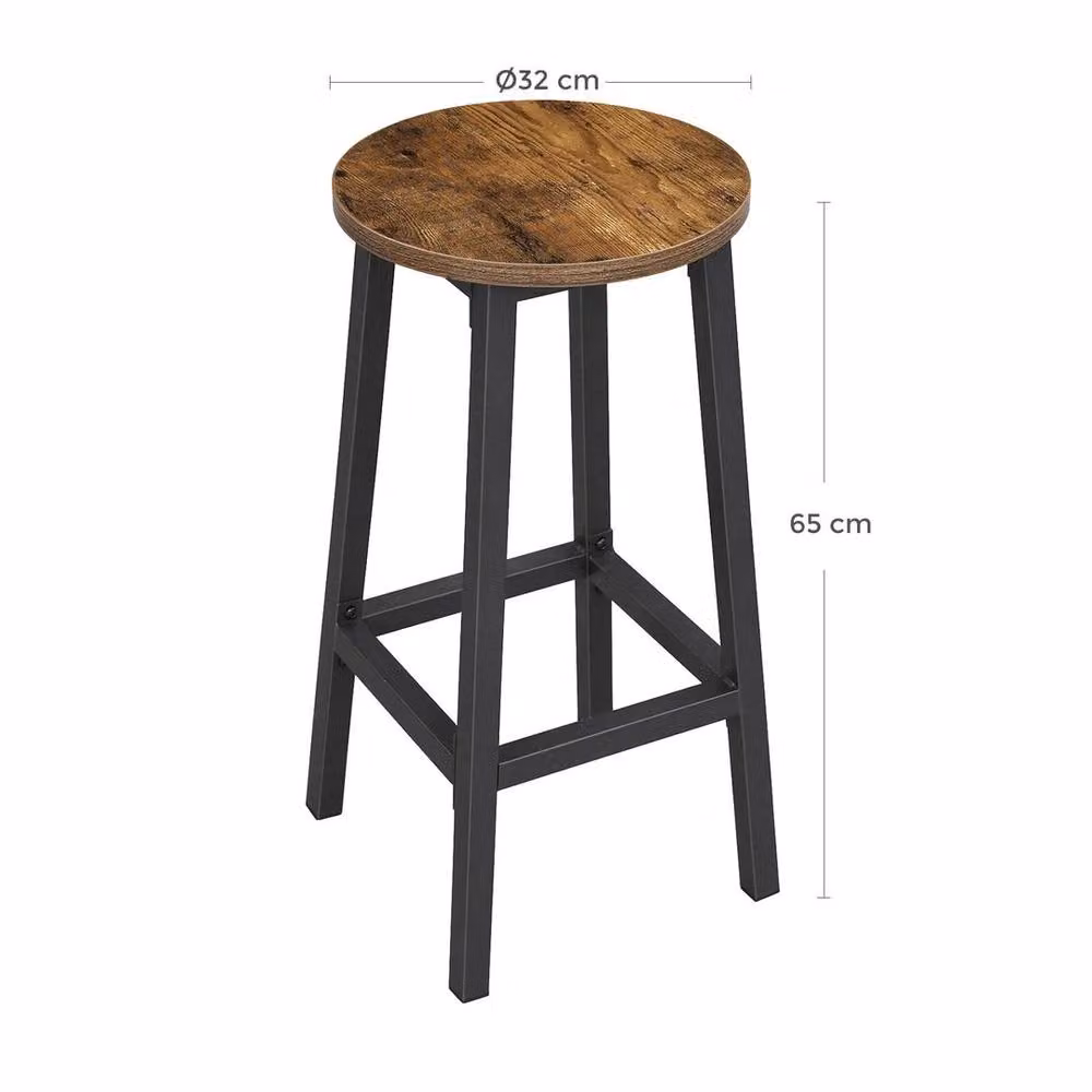 Kelvenix Vintage Set of 2 Tall Bar Stools in Brown and Black – 2