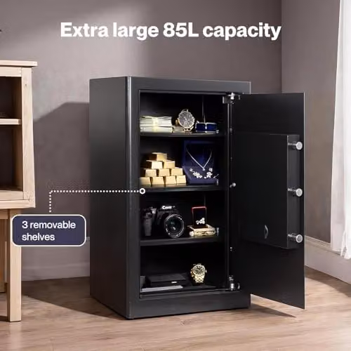 Levede 85L Fireproof Electronic Security Safe in Black, W/D/H: 65.01 x 38.0 x 31.0 cm – 2