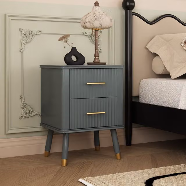 Cabinet Bits Cozzano 2 Drawer Bedside Table in Grey – 1