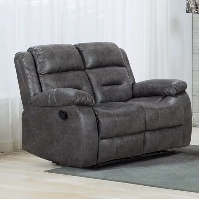 Furnishings For Less UK Monty Grey Fabric Manual Reclining 2 Seater Sofa