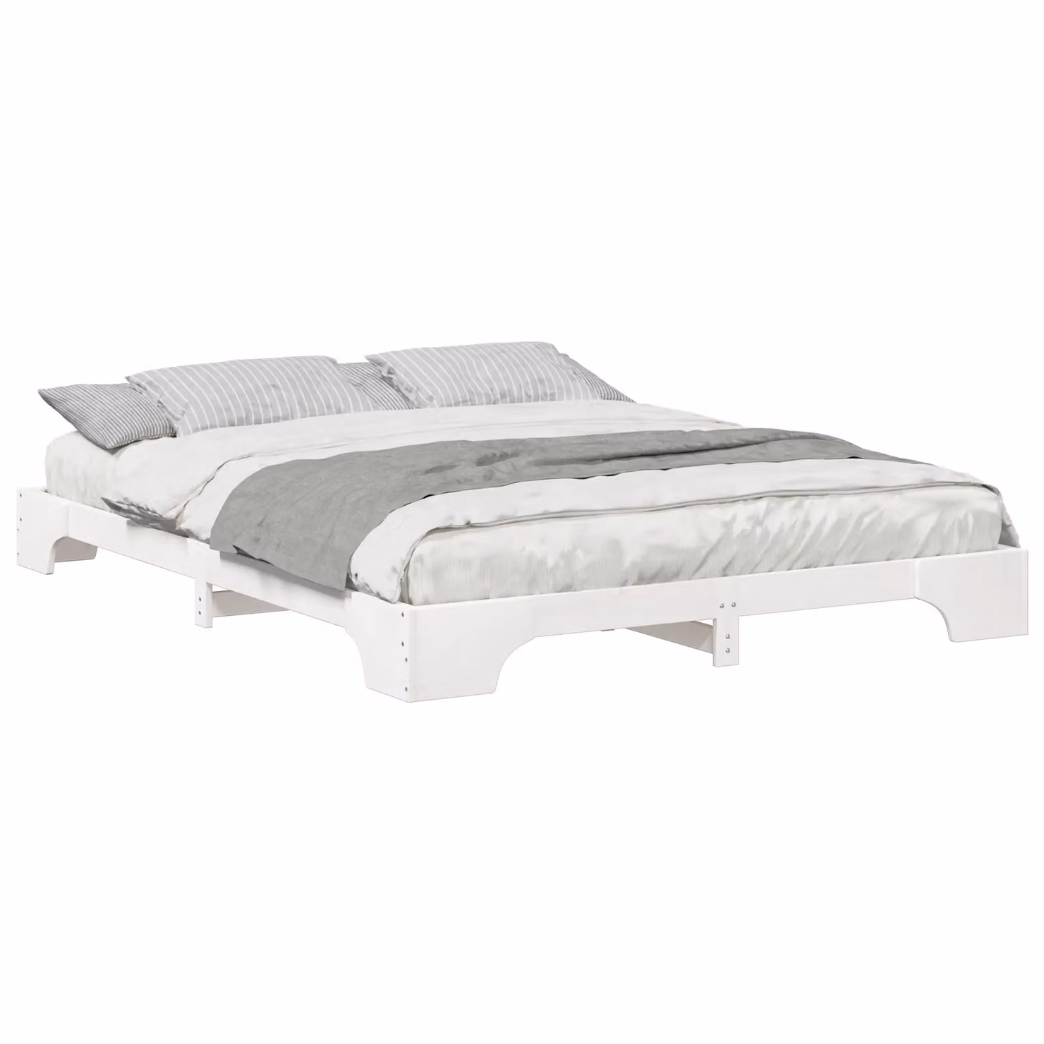 Berkfield Home Floor Bed Frame with Lift Up Storage in White Solid Pine Wood W: 160 cm, D: 220 cm – 2