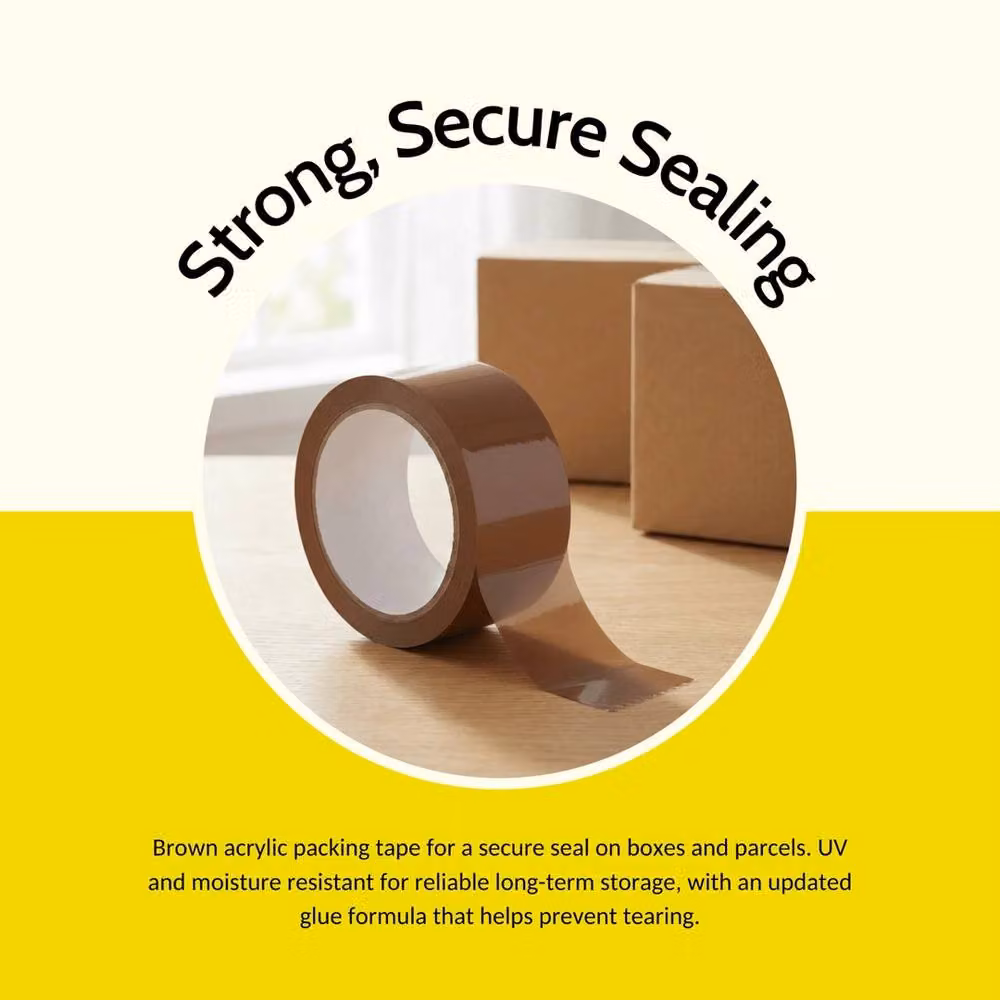 NESTLUNE 12 Pack Strong Brown Parcel Packing Tape, W: 52 mm, L: 10000 mm – 2
