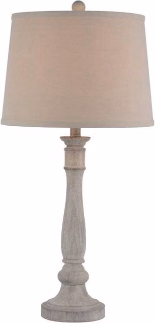 Lemon Pavilion Furniture and Decor Stella Table Lamp with Linen Shade in White, W/D/H: 36 x 36 x 74 cm