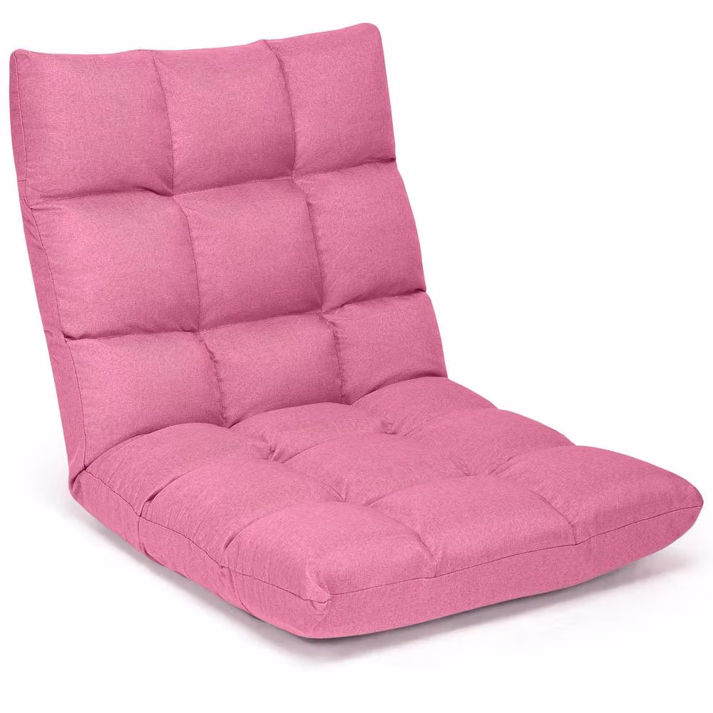 Costway 14-Position Adjustable Folding Video Gaming Sofa Chair in Pink – 3