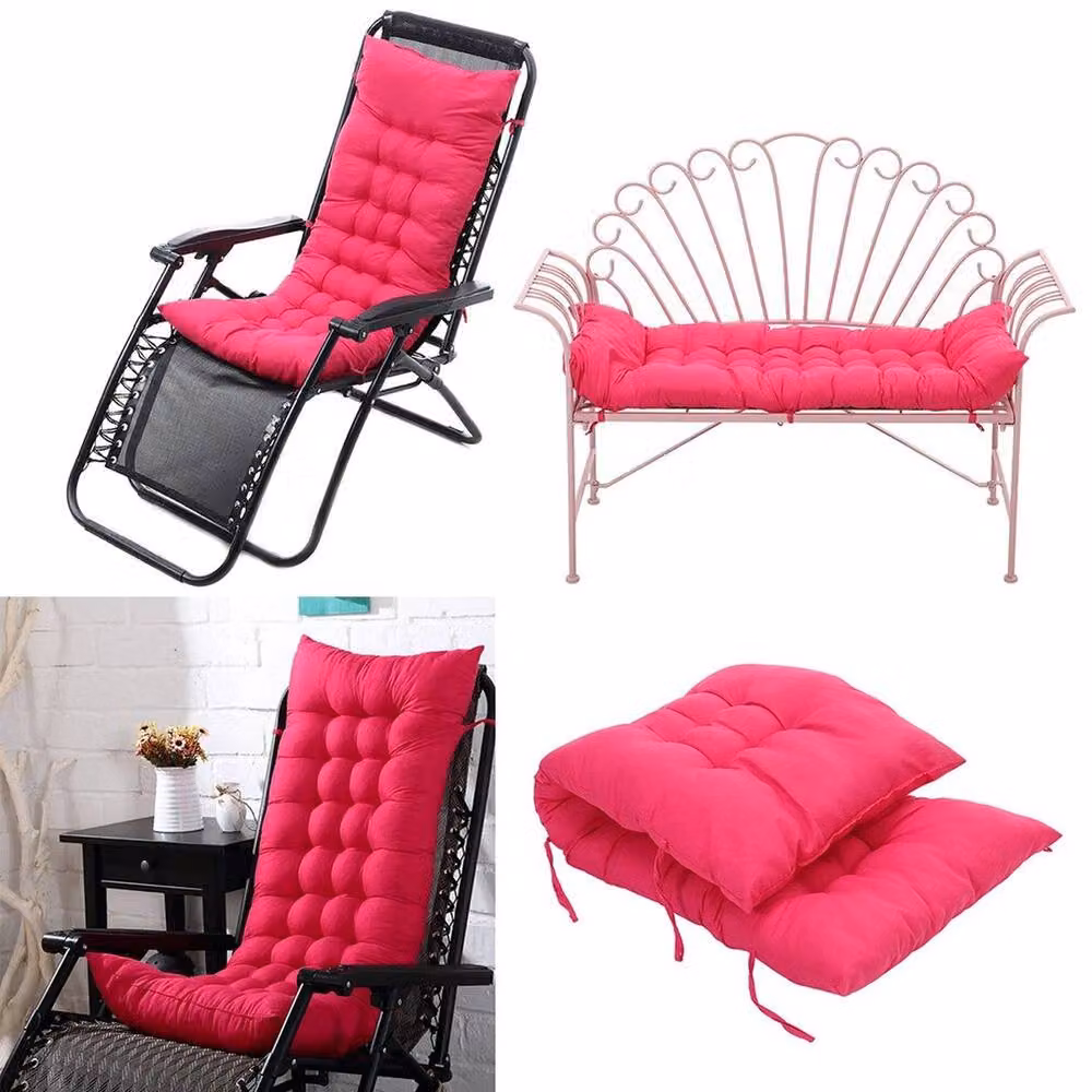KORVIXA Pink Cotton Outdoor Garden Sun Lounger Seat Pad, W: 150 cm, D: 125 cm – 3