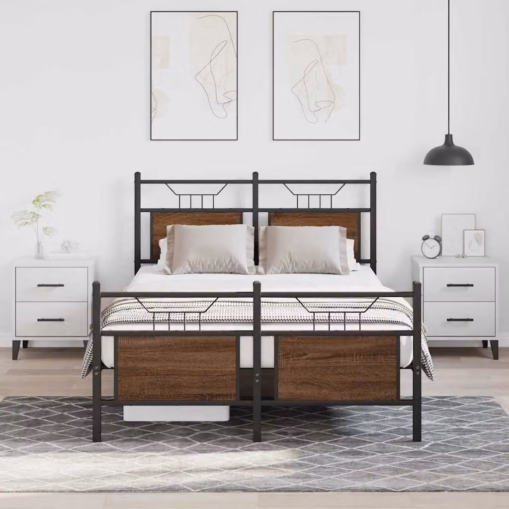 Berkfield Home Small Double Bed Frame in Brown Oak, W/D/H: 120 x 200 cm – 3