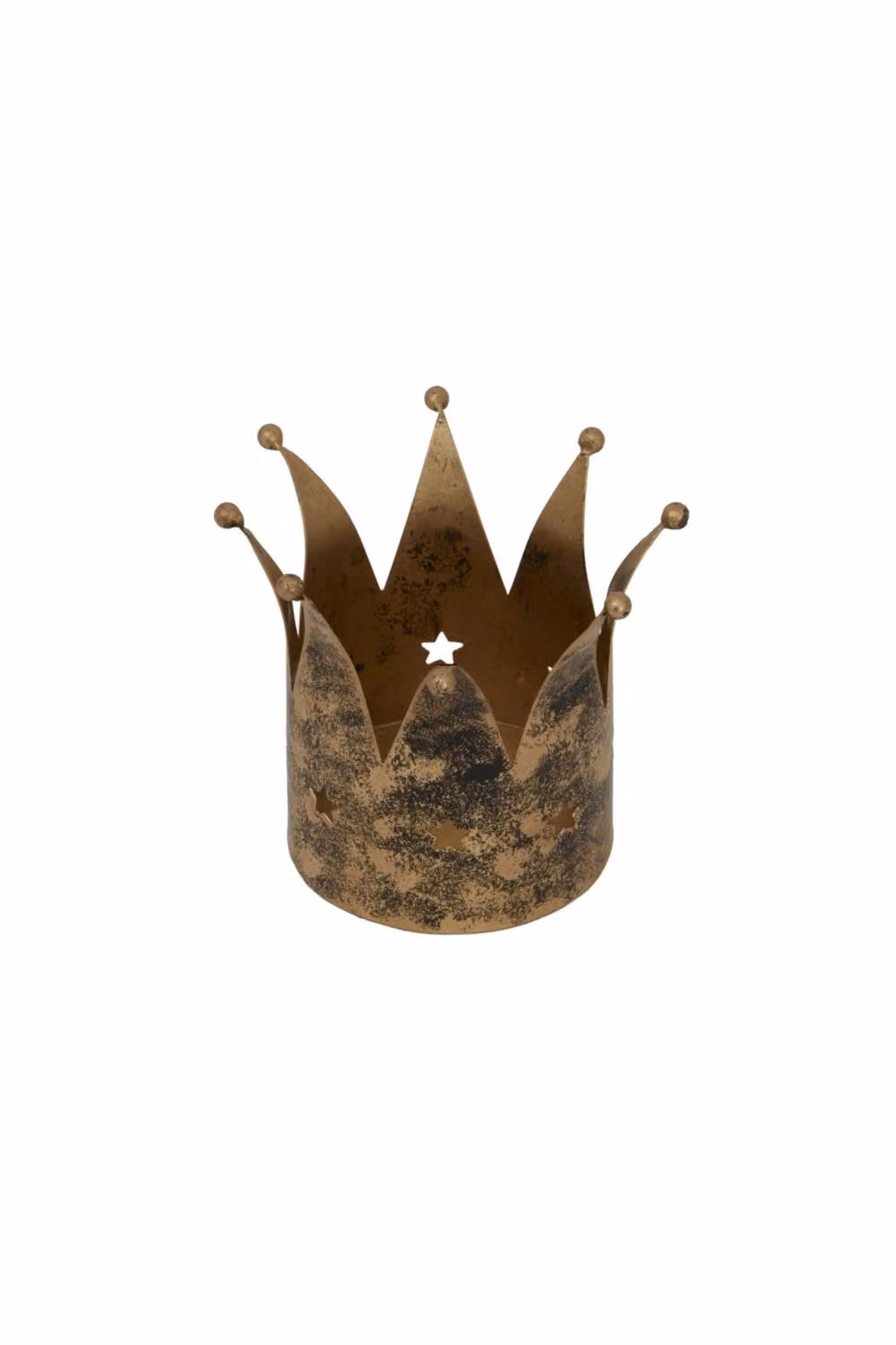 KDMD Antique Gold Crown Tabletop Candle Holder in Metal and Glass – 2