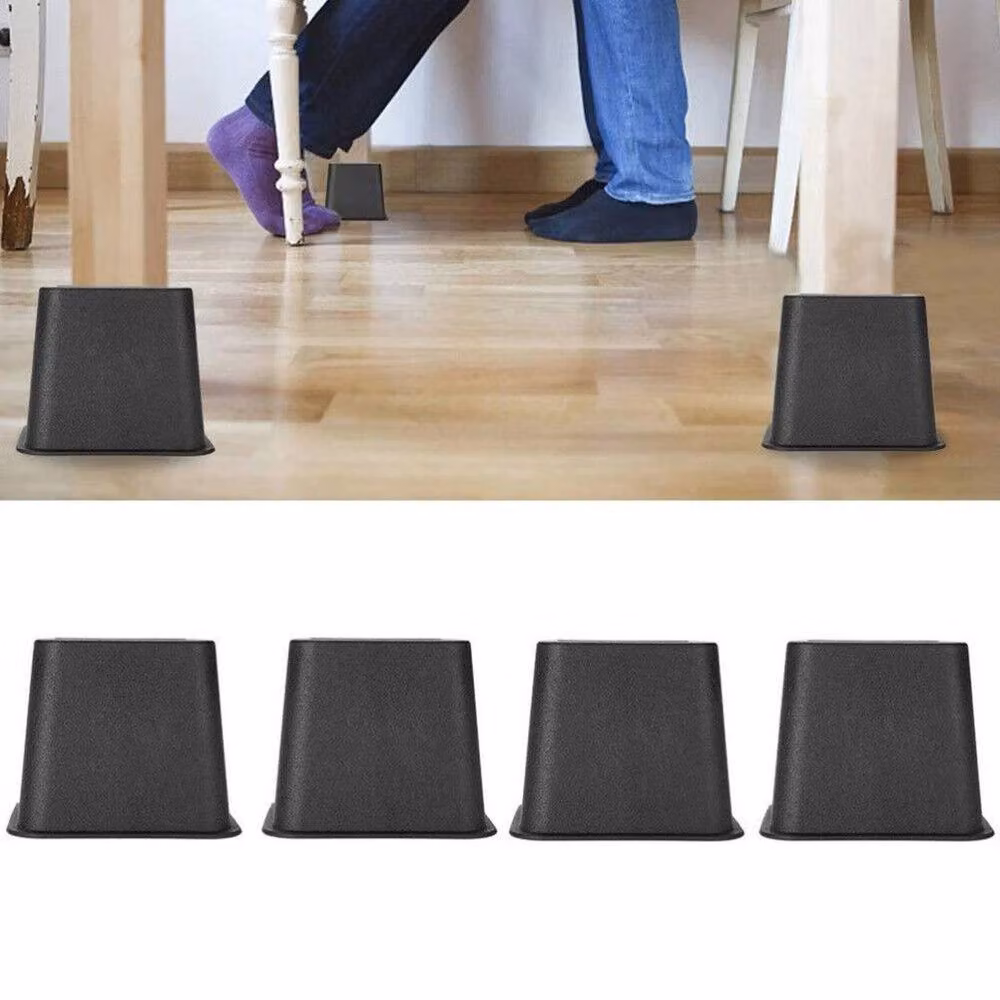 Kelvenix 4-Piece Heavy Duty Plastic Bed and Chair Risers in Black – 3