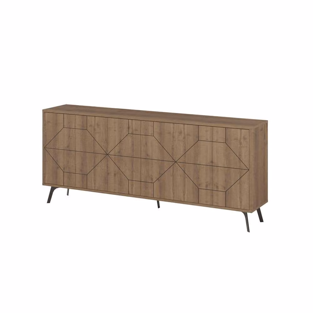 Decortie Dune 6-Door Push-to-Open Sideboard with Metal Legs, Brown, W: 184 cm x H: 78 cm x D: 35 cm – 2