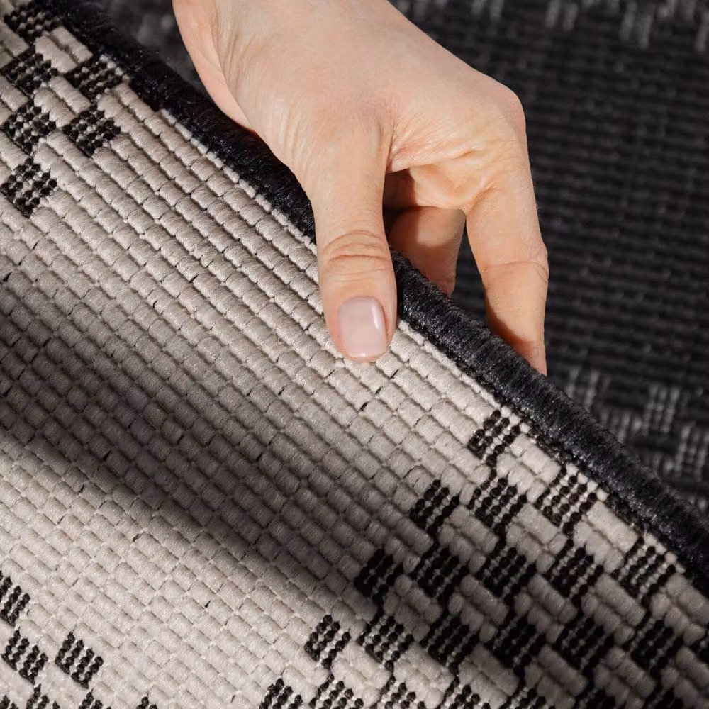 Ted Baker Dorothy Flatweave Indoor Outdoor Rug with Black Checkerboard Design, W: 200 cm, D: 300 cm – 3