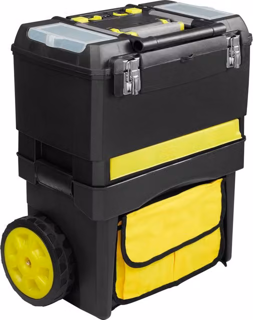 tectake Johnny Tool Box with Wheels, Black/Yellow