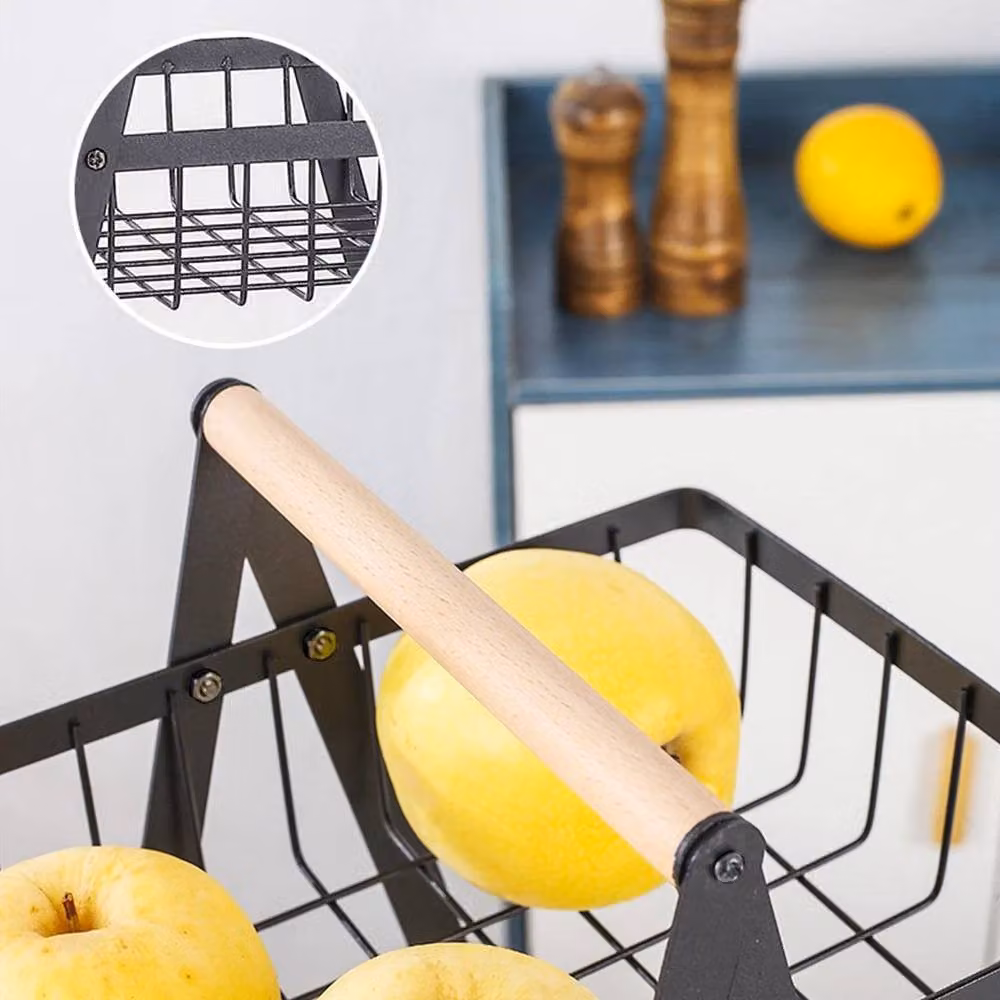 EONLION 3 Tier Metal Fruit Basket Stand with Handle in Matt Black – 4