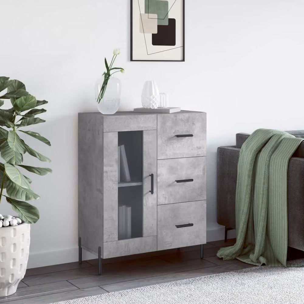 Berkfield Home Sideboard in Concrete Grey, W/D/H: 69.5 x 34 x 90 cm – 2