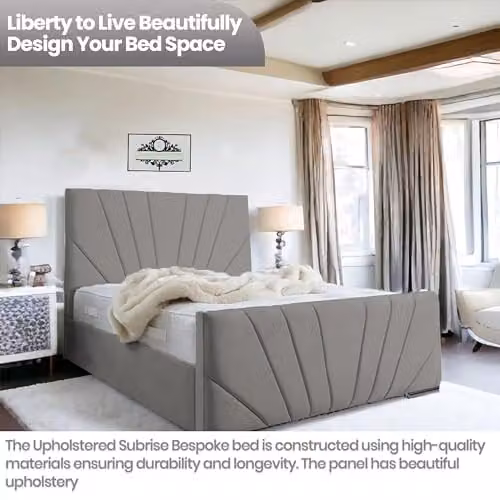 Living Comfort Bedz Sunrise Bed in Grey Plush Velvet with Gas Lift Base, W/D/H: 180 x 200 x 150 cm – 4