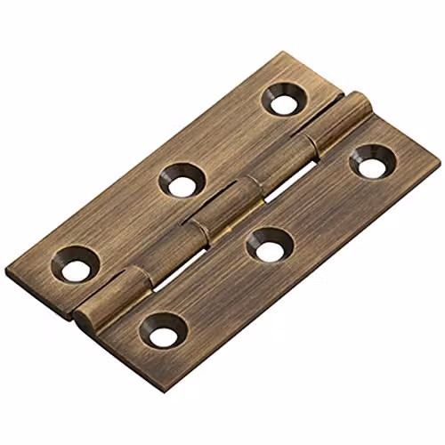 Loops Pair of Antique Brass Concealed Cupboard Hinges, W/D/H: 64 x 35 x 2 mm