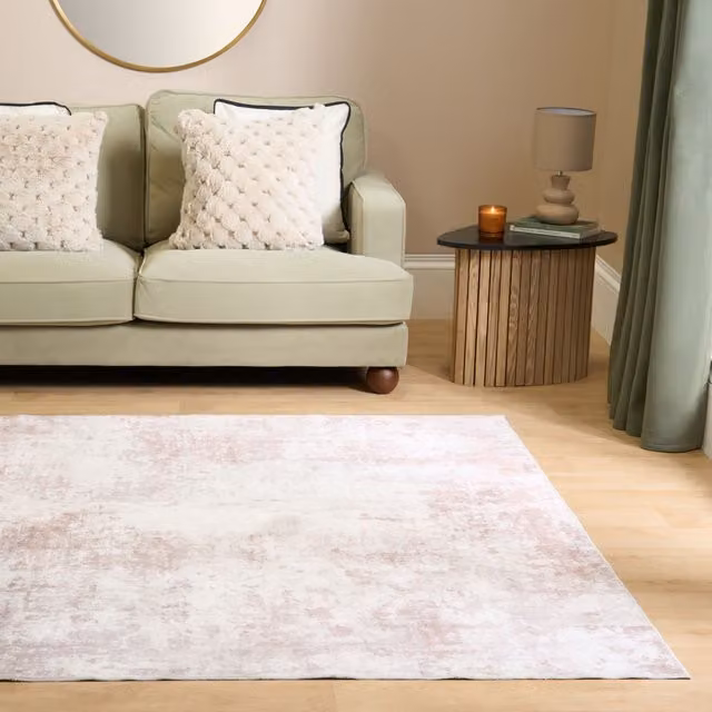 OHS Abstract Vintage Washable Non Slip Area Rug, Beige, W: 120 cm x L: 170 cm – 2