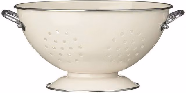 Orsina Cream Enamel Metal Colander with Handles