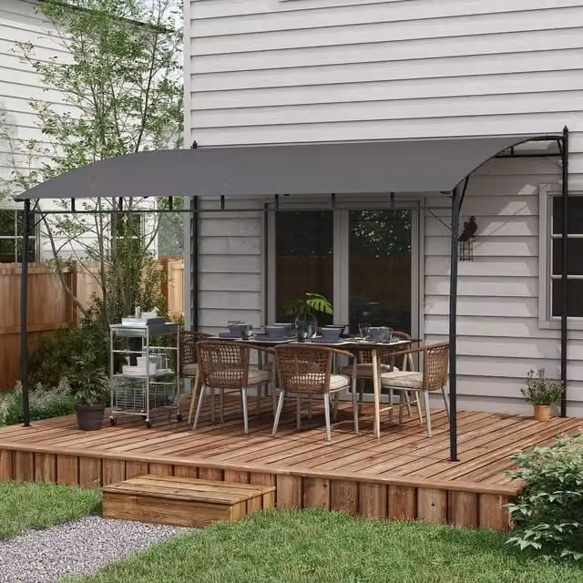 Outsunny Metal Pergola in Dark Grey, W: 400 cm, D: 300 cm
